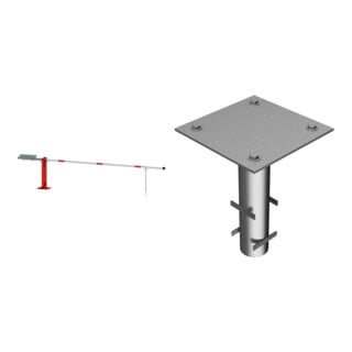 Set Handschranke, B6000mm 950mm, Dreikant, Auflage + Satz Bodenhülse + Dreikantschlüssel M 12 + Grauguss-Univ.-Schlüssel + Seilzugverstärkung