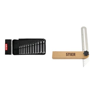 Set Stier Maul-Ringratschenschl fcssel-Satz SW 8 - 19 mm 12-teilig + STIER Pr e4zisions-Schmiege L e4nge 250 mm