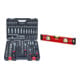 Set Stier Jeu de clés à douille 1/4'' 3/8'' 1/2'' 179 pièces + STIER Niveau à bulle Premium avec aimant et trois fioles 400 mm b10,5 mm/m-1