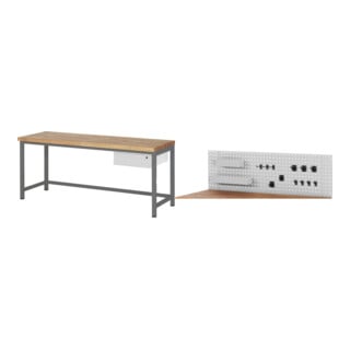 Set STIER Höhenverstellbare Werkbank Premium mit 1 Schublade BxTxH...