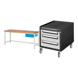 Set STIER Höhenverstellbare Werkbank Premium mit 1 Schublade BxTxH...