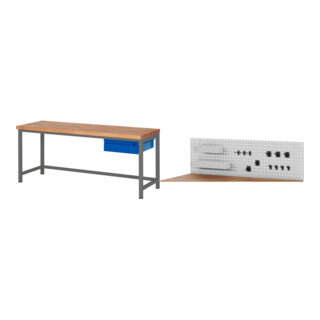 Set STIER Höhenverstellbare Werkbank Premium mit 1 Schublade BxTxH...