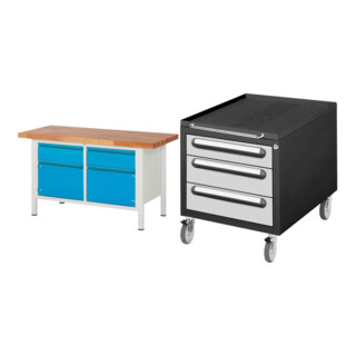 Set STIER Höhenverstellbare Werkbank Premium mit 2 Schubladen und 2...
