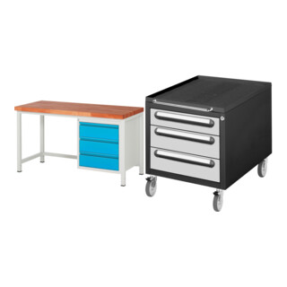 Set STIER Höhenverstellbare Werkbank Premium mit 3 Schubladen BxTxH...