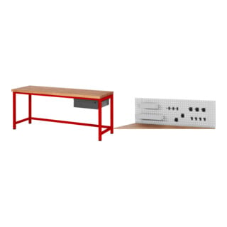 Set STIER Höhenverstellbare Werkbank Premium mit 1 Schublade BxTxH...