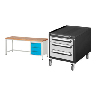 Set STIER Höhenverstellbare Werkbank Premium mit 3 Schubladen BxTxH...