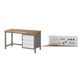 Set STIER Höhenverstellbare Werkbank Premium mit 3 Schubladen BxTxH...