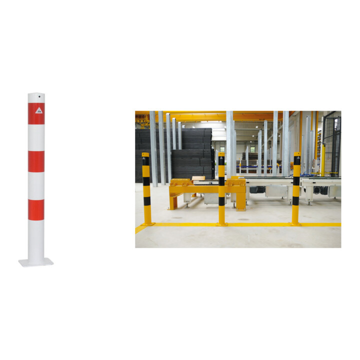 Set Schake Absperrpfosten Typ 489PBG, ortsfest, Ø 89mm, gelb/schwarz + BefestigungsschraubensatzTyp 1