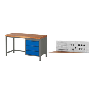 Set STIER Höhenverstellbare Werkbank Premium mit 3 Schubladen BxTxH...