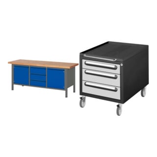 Set STIER Höhenverstellbare Werkbank Premium mit 3 Schubladen und 2...