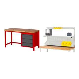 Set STIER Höhenverstellbare Werkbank Premium mit 3 Schubladen BxTxH...