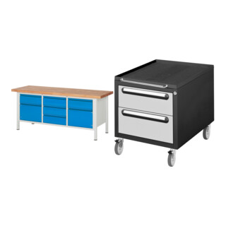 Set STIER Höhenverstellbare Werkbank Premium mit 5 Schubladen und 2...