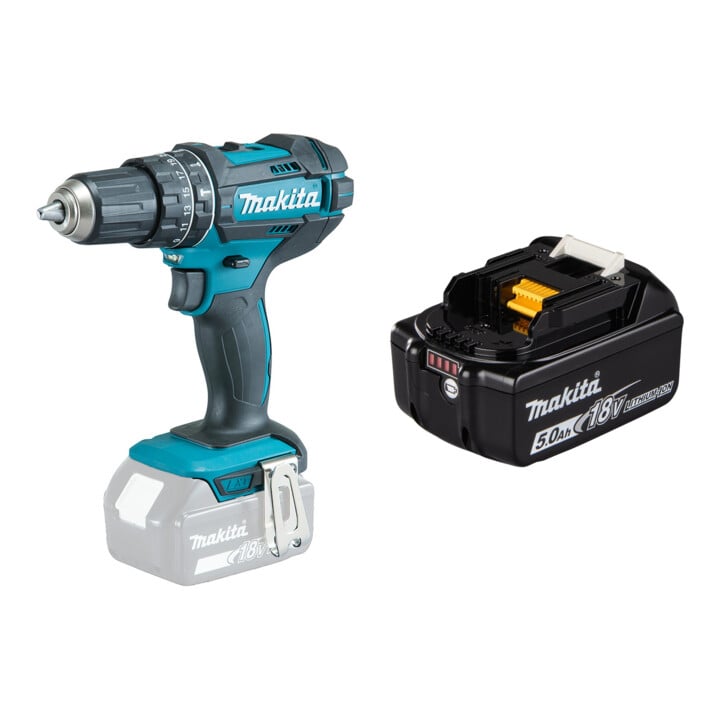 Set Makita Perceuse-visseuse à percussion sans fil DHP482Z + Batterie BL1850B Li 18,0V 5.0Ah - 197280-8
