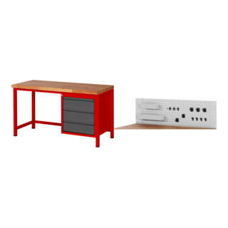 Set STIER Höhenverstellbare Werkbank Premium mit 3 Schubladen BxTxH...
