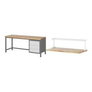 Set STIER Höhenverstellbare Werkbank Premium mit 3 Schubladen BxTxH...