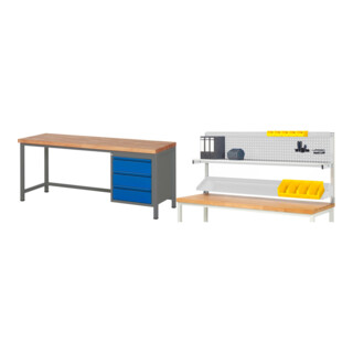Set STIER Höhenverstellbare Werkbank Premium mit 3 Schubladen BxTxH...