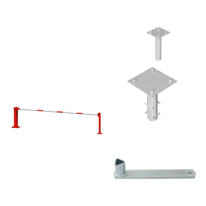 Set Schake Wegeschranken 4m + Dreikantschlssel M 12 + Satz Bodenhlse