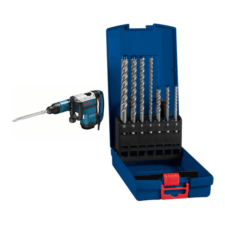 Set BOSCH Schlaghammer mit SDS-max GSH 7 VC + EXPERT SDS plus-7X Hammerbohrer-Set 7-tlg.