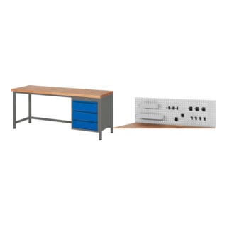 Set STIER Höhenverstellbare Werkbank Premium mit 3 Schubladen BxTxH...
