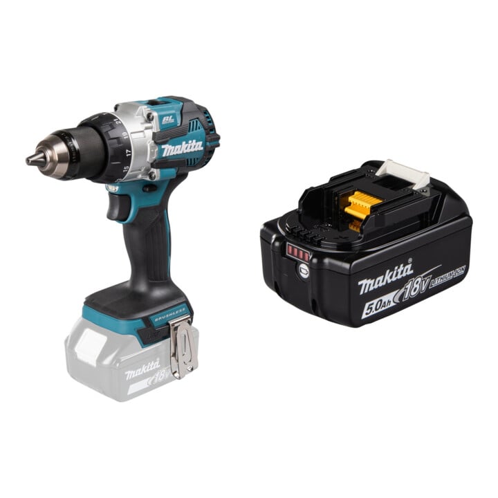 Set Makita Perceuse-visseuse à percussion sans fil 18V, 1800 tr/min, sans batterie + Batterie BL1850B Li 18,0V 5,0Ah - 197280-8