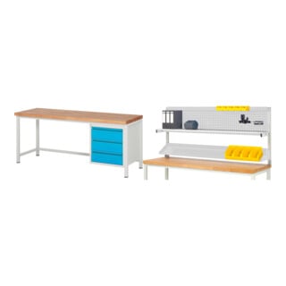 Set STIER Höhenverstellbare Werkbank Premium mit 3 Schubladen BxTxH...