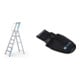 Set Stehleiter mit Sicherheitsplattform, Leiterlänge 2320 mm, 5 Sprossen + Werkzeugtasche für Akkuschrauber