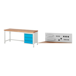 Set STIER Höhenverstellbare Werkbank Premium mit 3 Schubladen BxTxH...