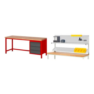 Set STIER Höhenverstellbare Werkbank Premium mit 3 Schubladen BxTxH...