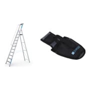 Set Stehleiter mit Sicherheitsplattform Leiterlänge 3720 mm, 10 Stufen + Werkzeugtasche für Akkuschrauber