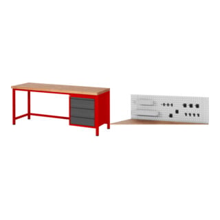 Set STIER Höhenverstellbare Werkbank Premium mit 3 Schubladen BxTxH...