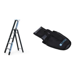 Set Schwerlaststehleiter Z600m. 1x4 Sprossen, AH 3,10m + Werkzeugtasche für Akkuschrauber