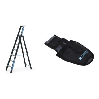 Set Schwerlaststehleiter Z600m. 1x6 Sprossen, AH 3,60m + Werkzeugtasche für Akkuschrauber