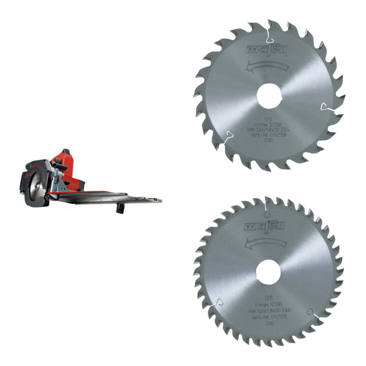 Set Mafell Kappschienen-Säge KSS 40 18M bl im T-MAX mit 2 zusätzl. Sägeblättern