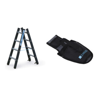 Set Schwerlaststehleiter Z600m. 2x4 Sprossen, AH 2,50m + Werkzeugtasche für Akkuschrauber