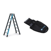 Set Schwerlaststehleiter Z600m. 2x6 Sprossen, AH 3,00m + Werkzeugtasche für Akkuschrauber