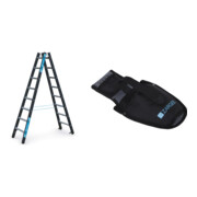 Set Schwerlaststehleiter Z600m. 2x8 Sprossen, AH 3,55m + Werkzeugtasche für Akkuschrauber