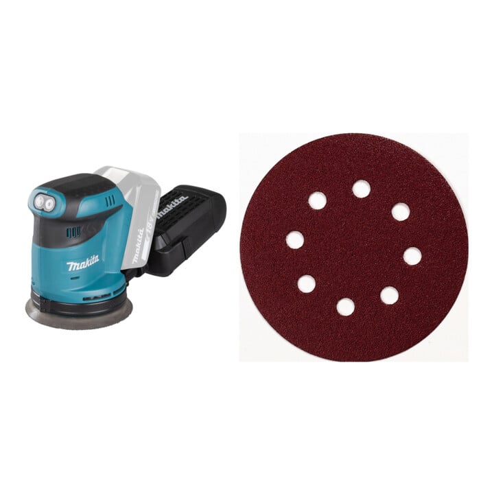 Set Makita Ponceuse excentrique sans fil DBO180Z + Papier abrasif 125 mm grain 240