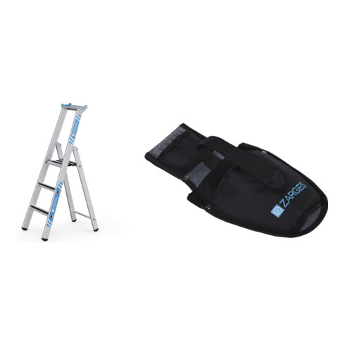 Set R13step S - LM-Stufen-Stehleiter 3 Stufen + Werkzeugtasche für Akkuschrauber