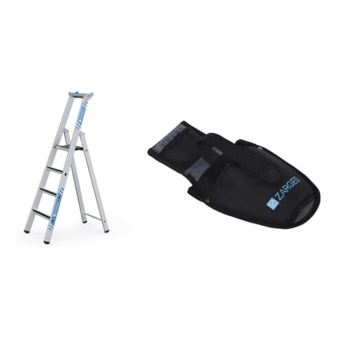 Set R13step S - LM-Stufen-Stehleiter 4 Stufen + Werkzeugtasche für Akkuschrauber