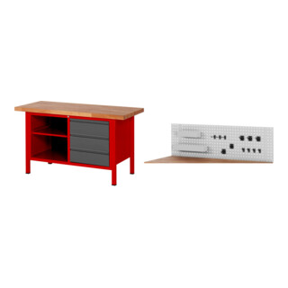 Set STIER Höhenverstellbare Werkbank Premium mit 3 Schubladen und einem...