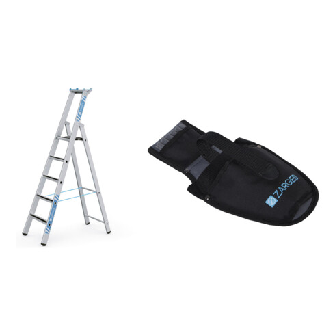 Set R13step S - LM-Stufen-Stehleiter 5 Stufen + Werkzeugtasche für Akkuschrauber