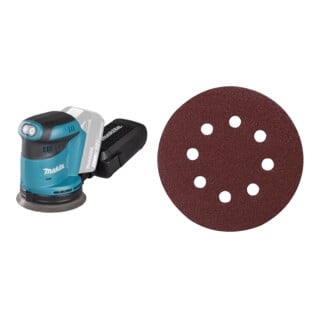 Set Makita Akku-Exzenterschleifer DBO180Z + Schleifpapier Klett 125 K240