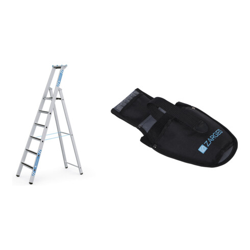Set R13step S - LM-Stufen-Stehleiter 6 Stufen + Werkzeugtasche für Akkuschrauber