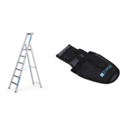 Set R13step S - LM-Stufen-Stehleiter 6 Stufen + Werkzeugtasche für Akkuschrauber