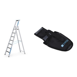 Set ZARGES R13step S - LM-Stufen-Stehleiter 7 Stufen + Werkzeugtasche