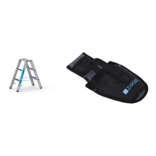 Set ZARGES R13step B - LM-Stufen-Stehleiter 2 x 3 Stufen + Werkzeugtasche