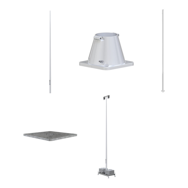 Set Schake Absperrschrankengitter Set Typ 32000 + Schake EURO3 SCHRANKENZAUN 2,00m Typ Ultra, ohne Lampenadapter, mit Folie Typ 1, rot / weiß + Euro 1 Schrankenzaun mit Adapter, 2m + Lager U. Transporttraver.Typ 32000 + Schake TL-Bakenleuchte "PowerNox",