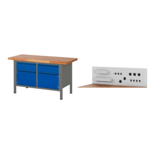 Set STIER Höhenverstellbare Werkbank Premium mit 2 Schubladen und 2...