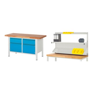 Set STIER Höhenverstellbare Werkbank Premium mit 2 Schubladen und 2...