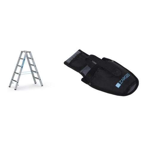 Set ZARGES R13step B - LM-Stufen-Stehleiter 2 x 5 Stufen + Werkzeugtasche